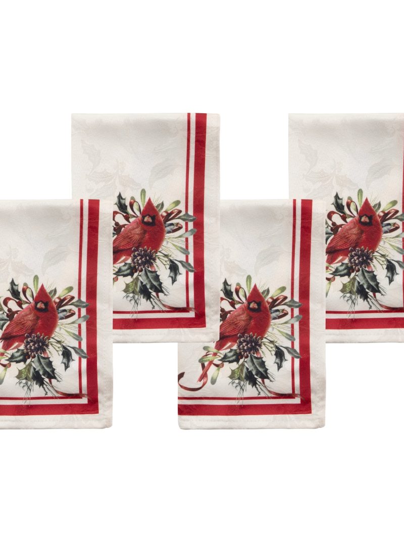 Holiday Winter Greetings Dinner Napkins - Set Of 4