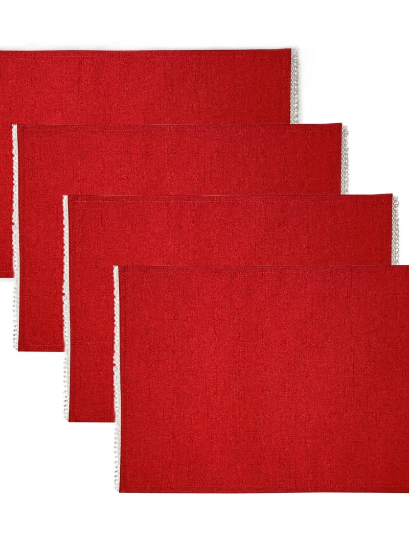 French Perle Red Placemats - Set Of 4